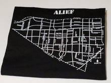Load image into Gallery viewer, Classic White ink Alief map design on black unisex short sleeve Chozzen Few cotton T-shirt