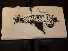 Load image into Gallery viewer, Classic black ink hand-drawn Texas logo design on white unisex short sleeve Chozzen Few cotton T-shirt